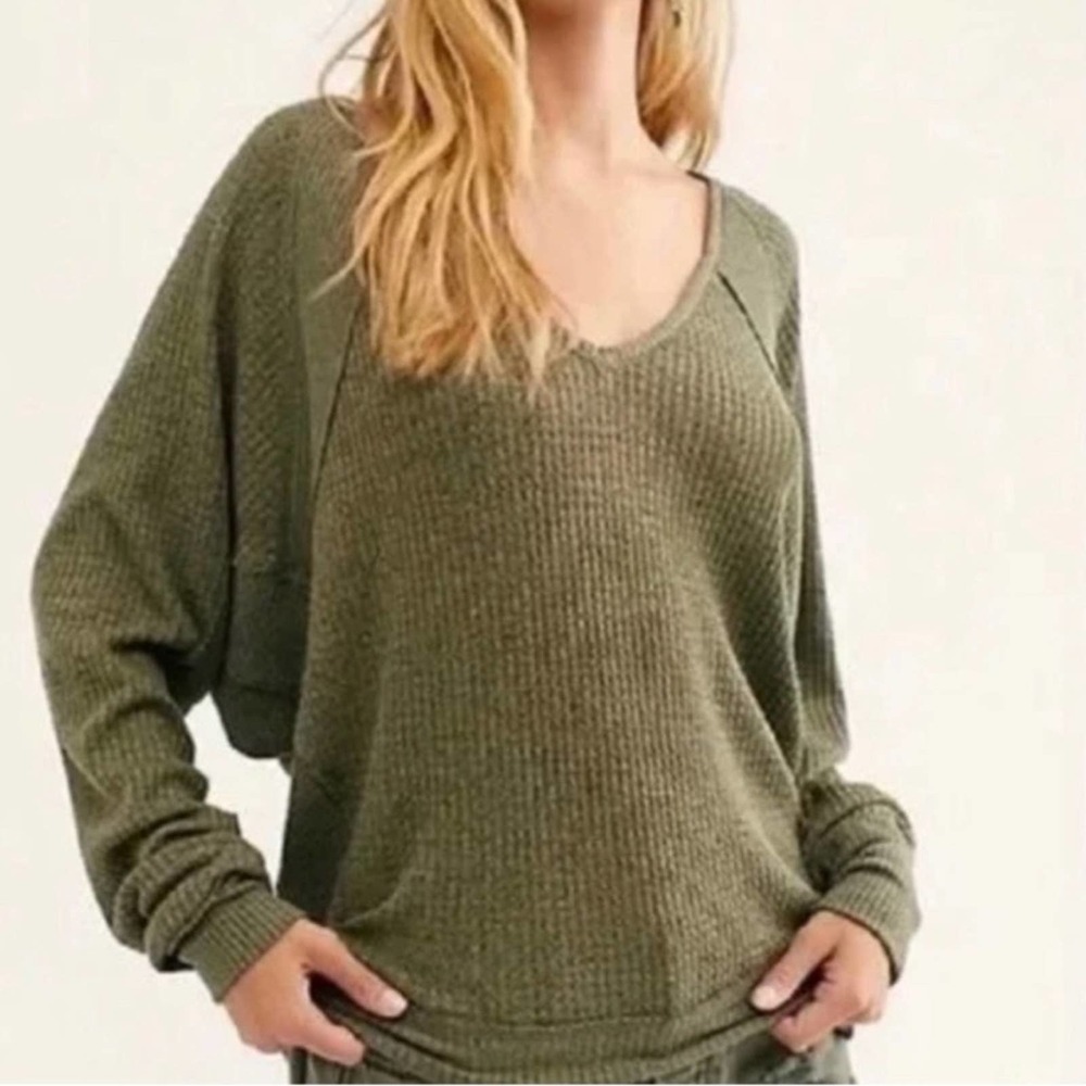 Free People Santa Clara Thermal In Ferngully Green Sz M - Picture 4 of 7